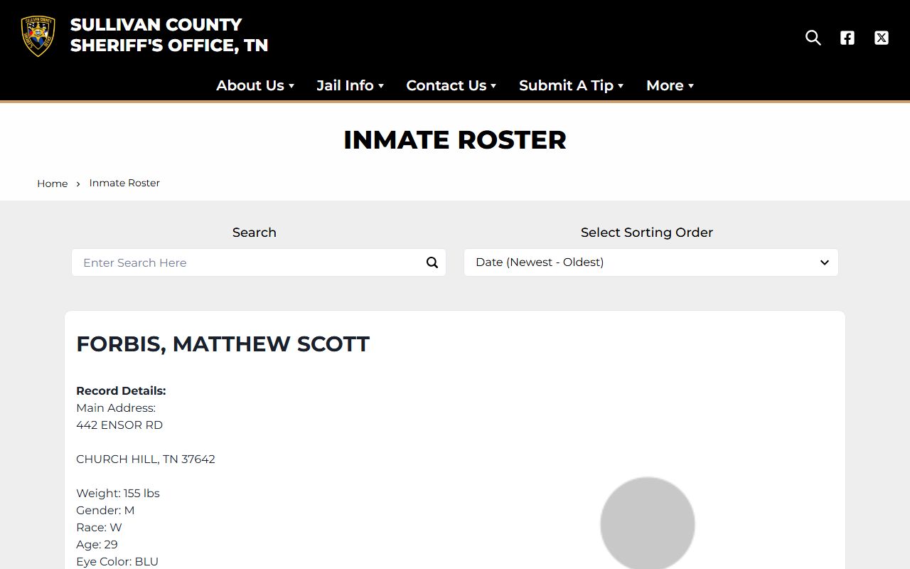 Sullivan County Recent Bookings county roster reference